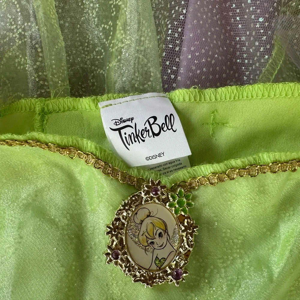 Disney Tinker Bell Flutter Sleeve Gold Trim Medallion Dress-Up Costume ~ M(8-10)